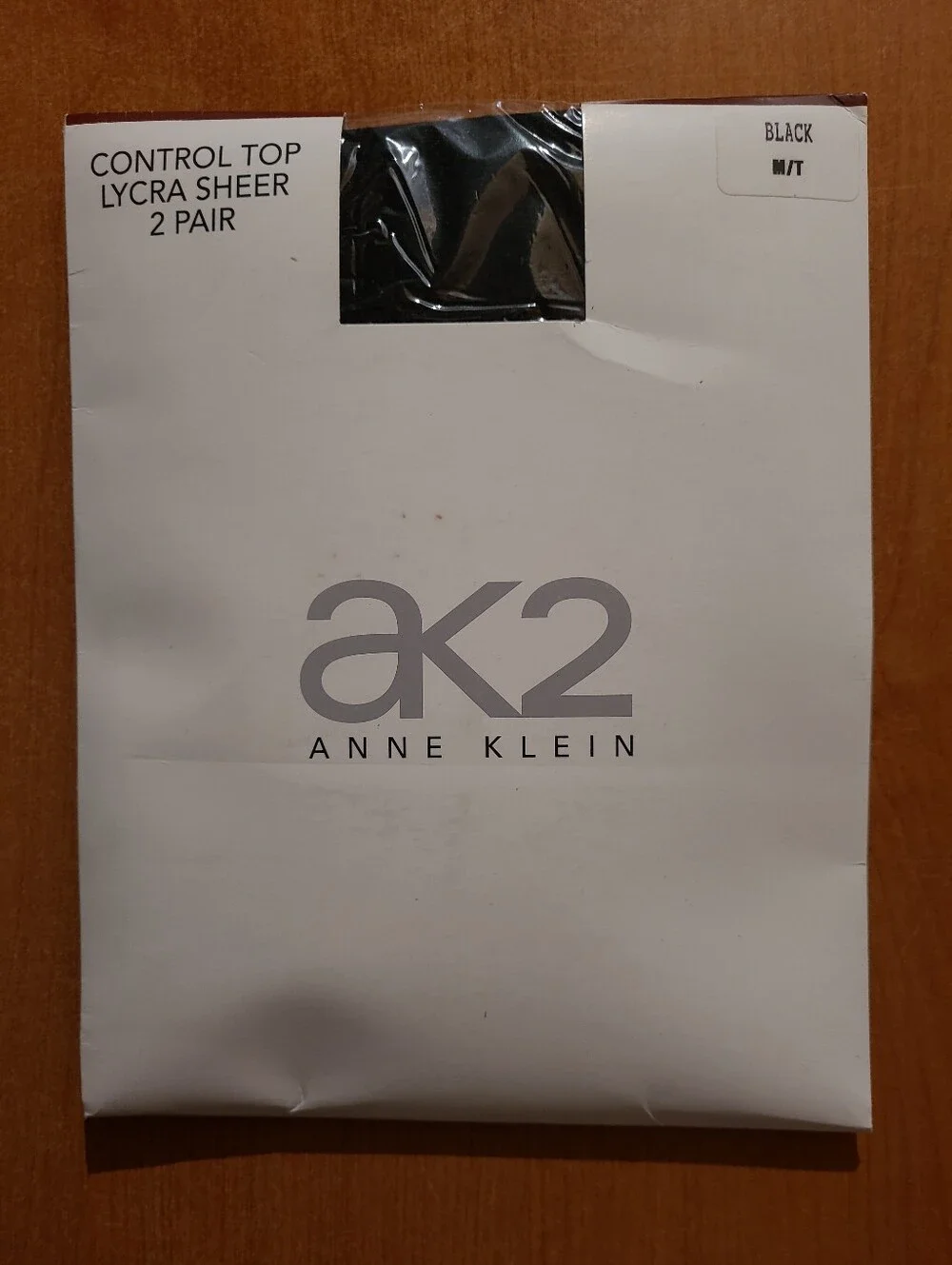 Anne Klein AK2 Control Top Lycra Sheer 2-Pair - Black NWT Size M/T